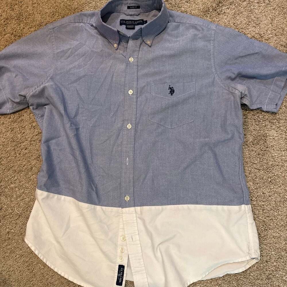 U.S. Polo Assn. Men's Colorblock Short Sleeve Button Down Shirt Size L